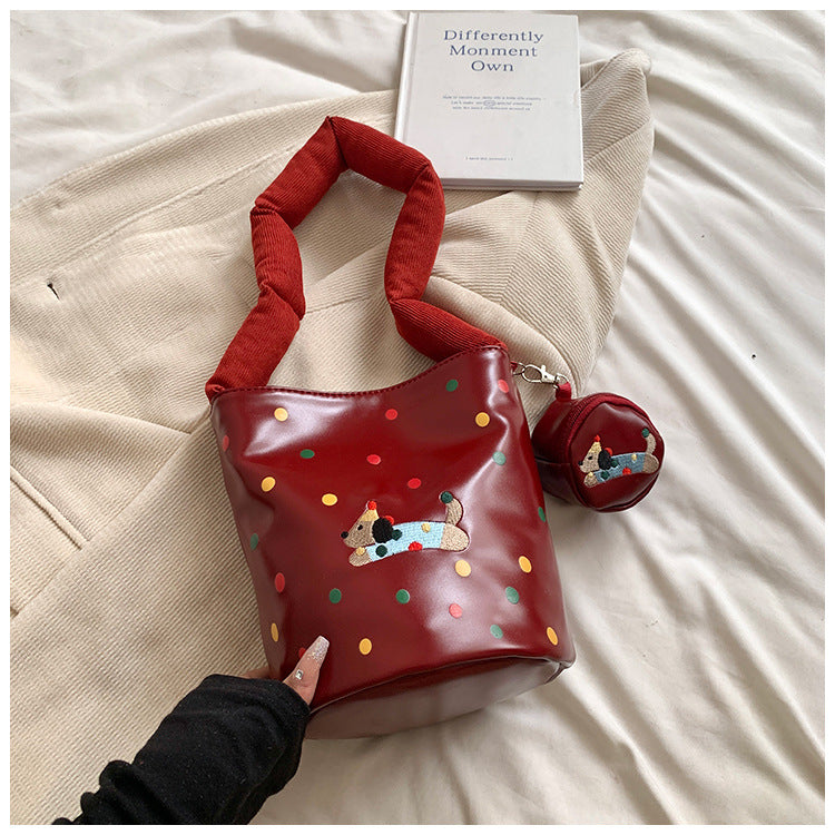 Women's Trendy Colorful Polka Dot Cartoon Korean Shoulder Bags