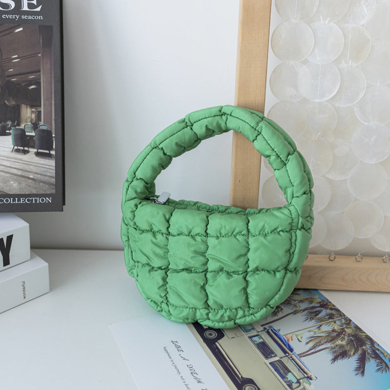 Women's Hand Plaid Bubble Down Cotton Filled Handbags