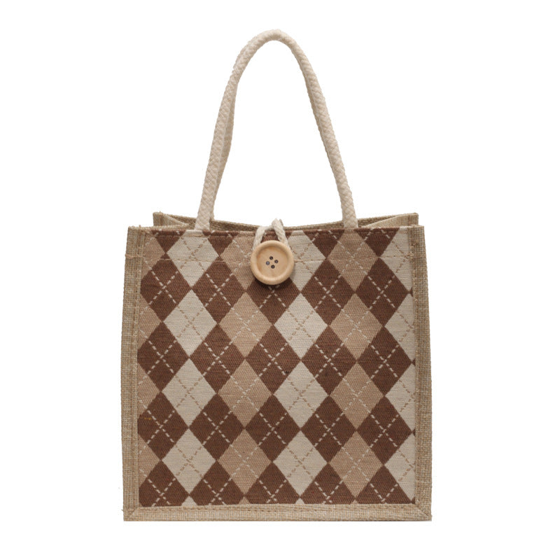 Lunch Box Canvas Female Single Rhombus For Handbags