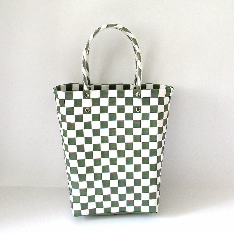 Women's Plastic Woven Knitted Basket Handmade Decorative Creative Handbags
