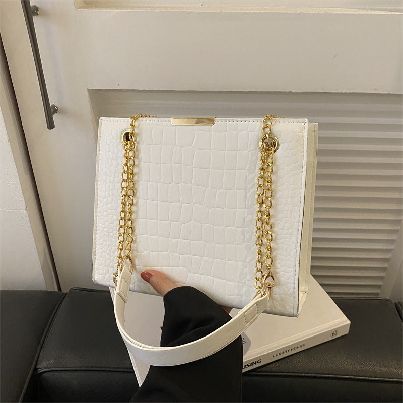 Versatile Fashion Commuter Chain Textured Large Small Square Bags
