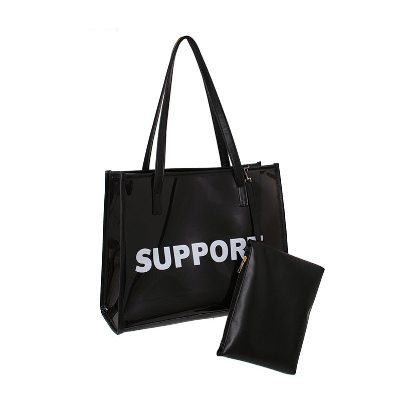 Women's Autumn Transparent Trendy Fashion Commute Jelly Shoulder Bags