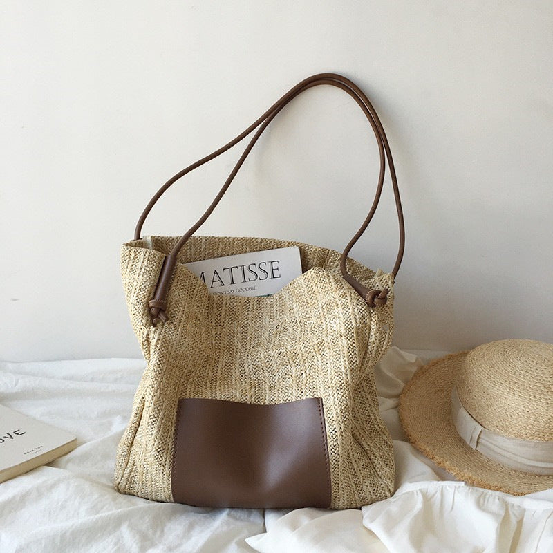 Vintage Weave Vacation Style Straw Large Shoulder Bags