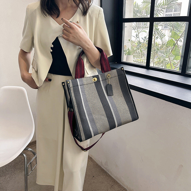 Women's Retro Portable Trend Canvas Striped Crossbody Bags