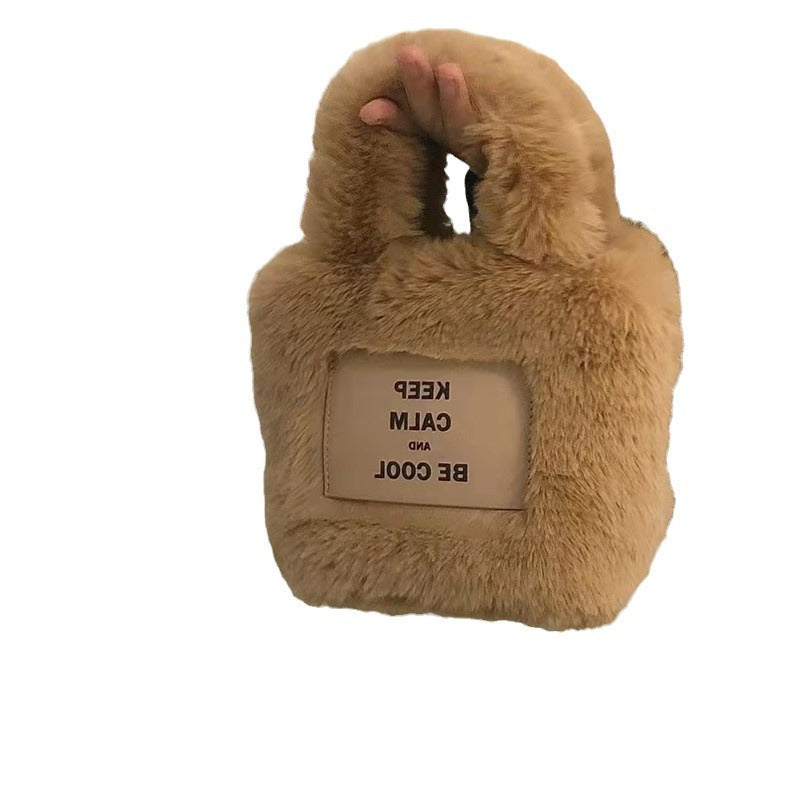 Letter Welfare Cute Plush Hand Carrying Shoulder Bags