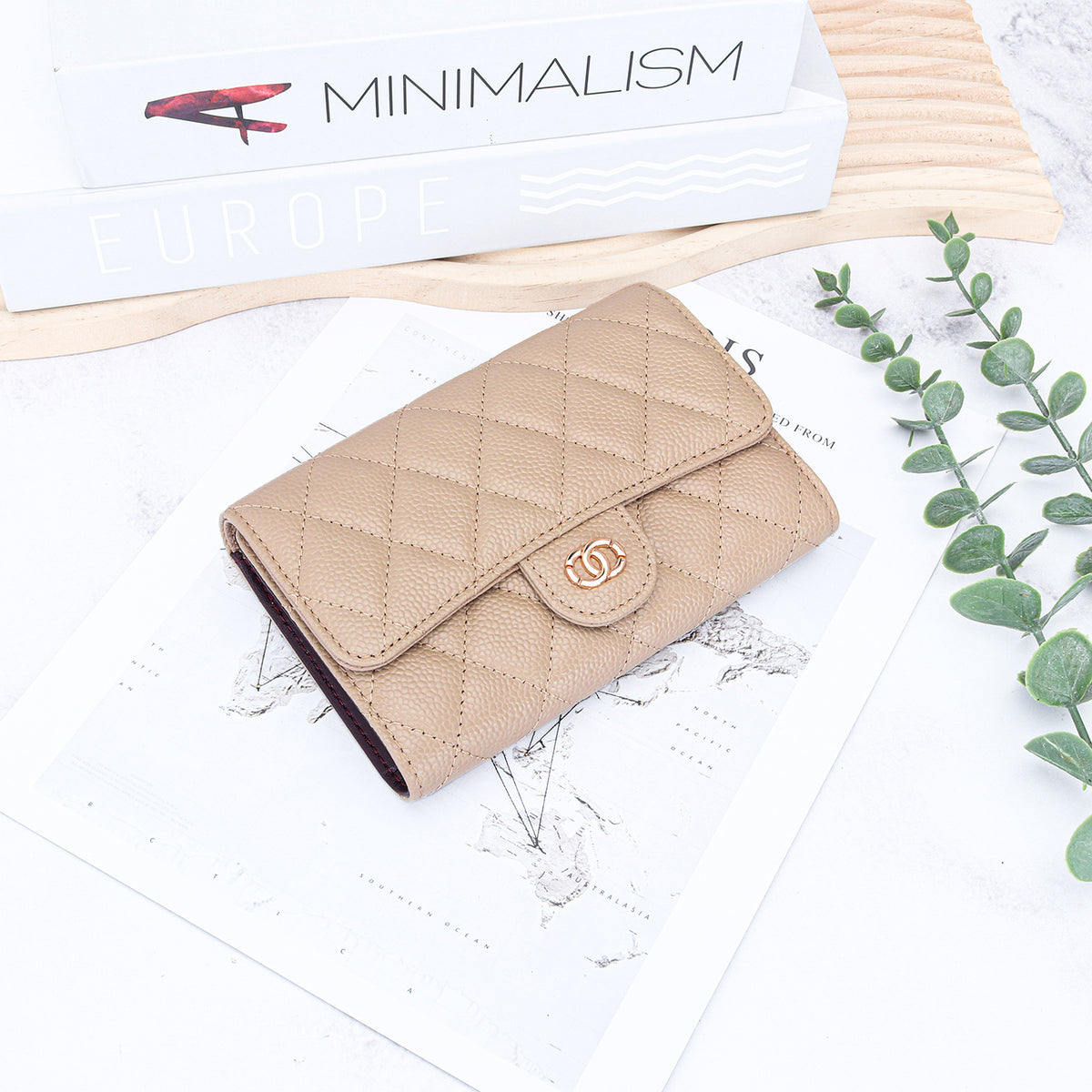Women's Classic Style Caviar Mid-length Leather Rhombus Ladies Wallet