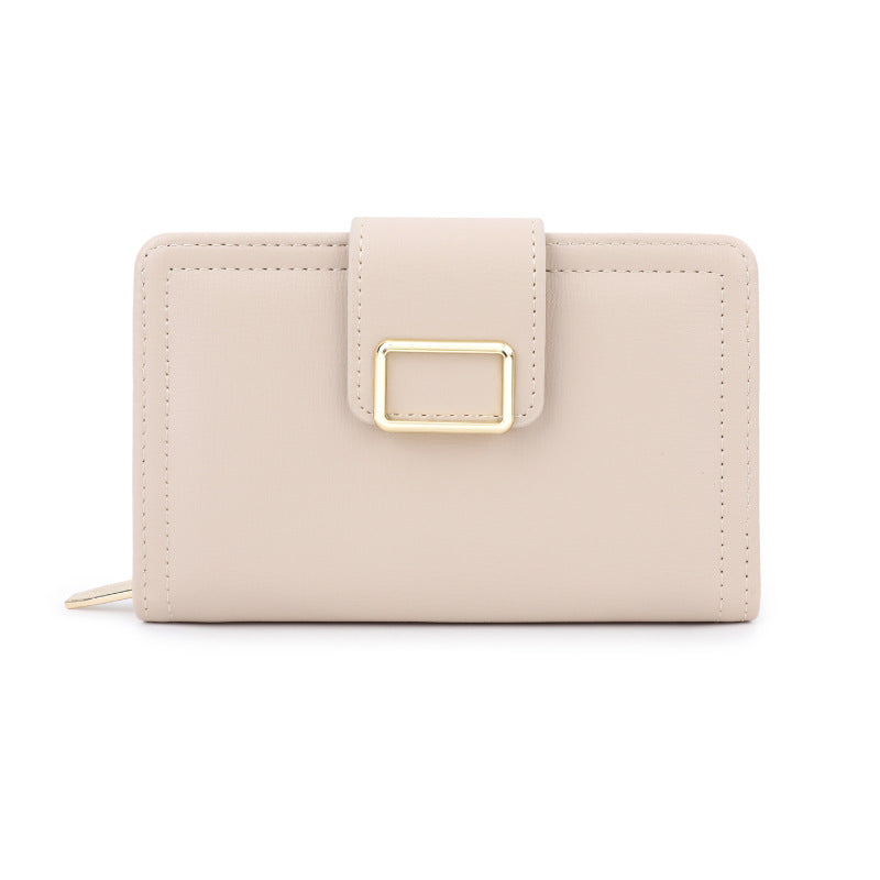 Women's Solid Color Short Medium Style Korean Ladies Wallets