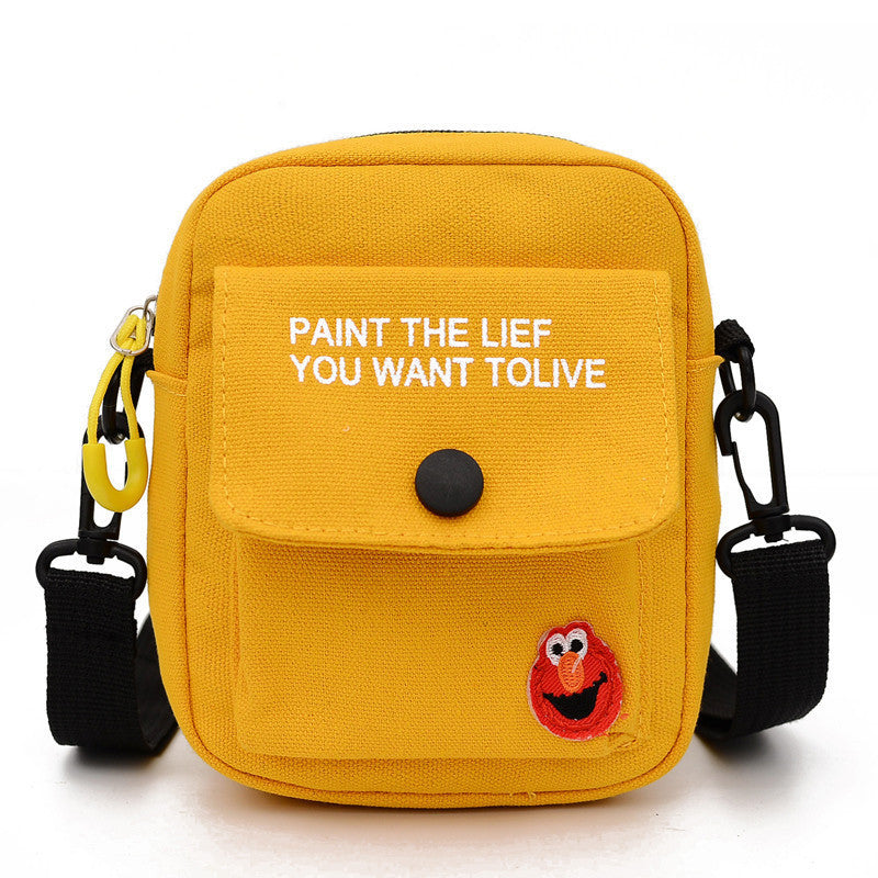 Children's Versatile Canvas Mobile Sesame Street Frog Shoulder Bags