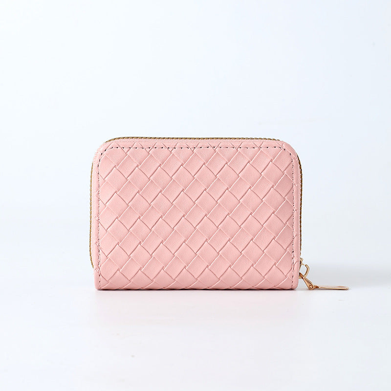Women's Woven Short Simple Winter Pattern Zipper Purses