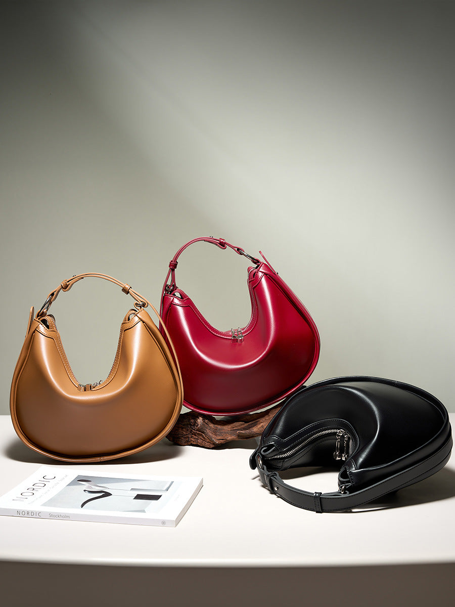 Women's Design Selenodont Genuine Leather Underarm Simple Shoulder Bags
