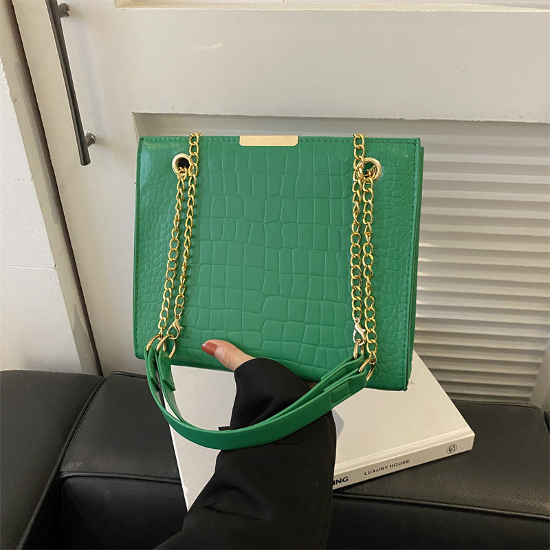 Versatile Fashion Commuter Chain Textured Large Small Square Bags
