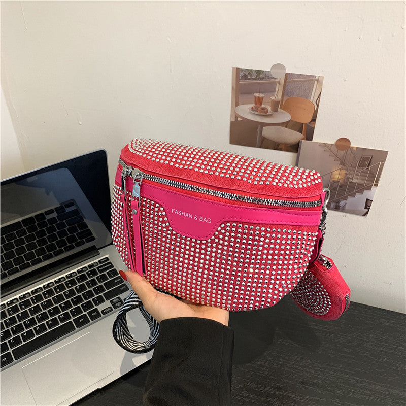 Women's Stylish Simple Rhinestone Fashion Early Autumn Shoulder Bags