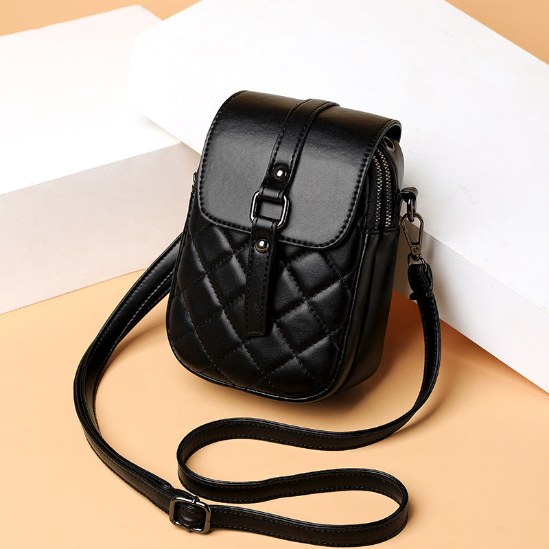 Women's Mobile Spring Fashion Embroidery Thread Rhombus Crossbody Bags