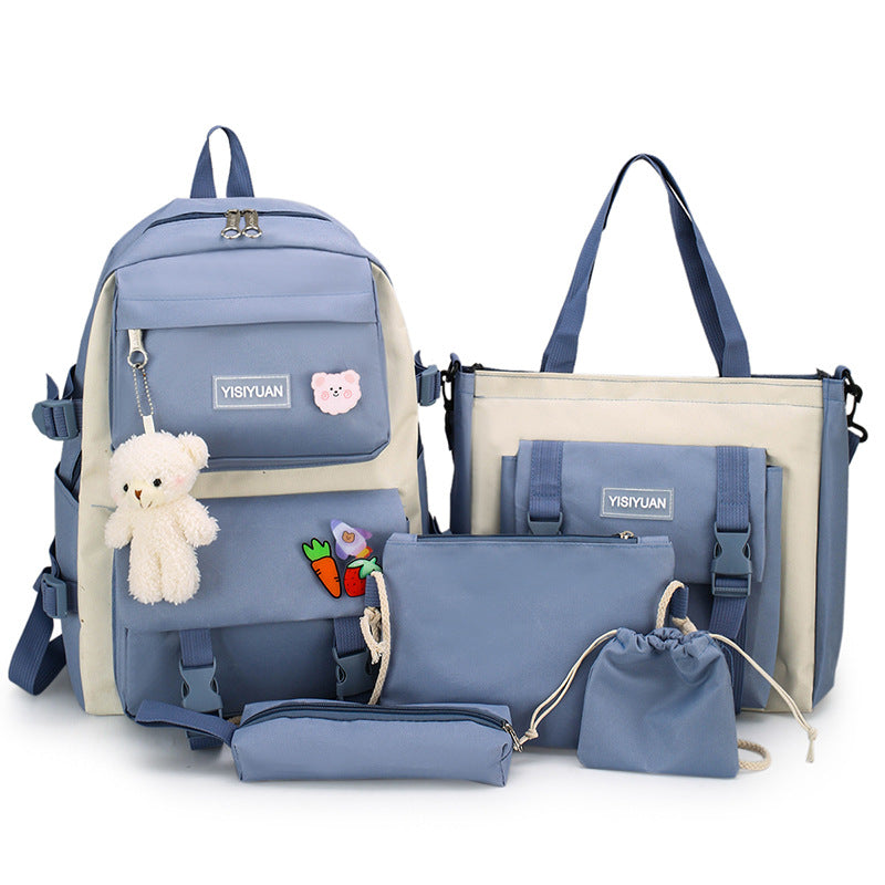 Women's Canvas Korean Large Capacity Set College Backpacks