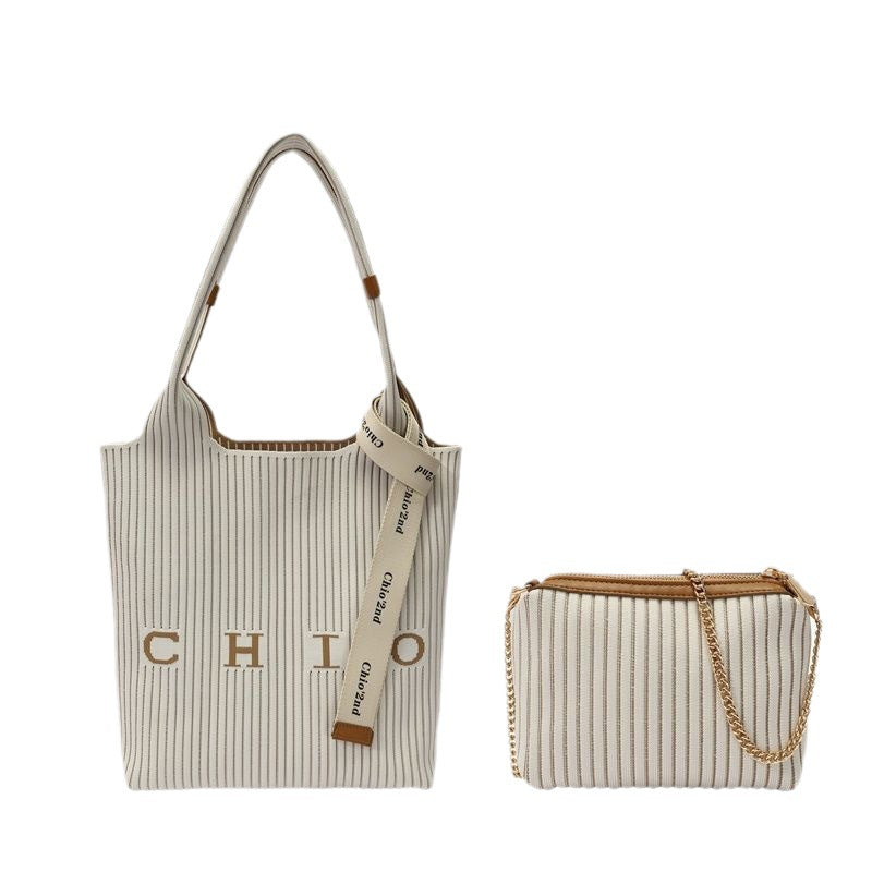 Women's Louver Sunken Stripe Large Capacity Design Shoulder Bags