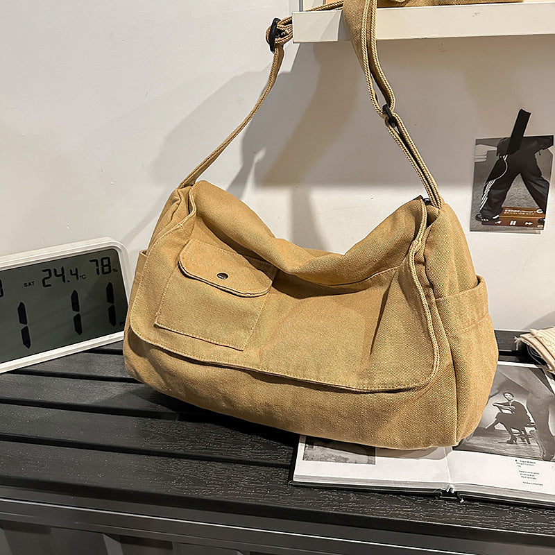 Women's Washed Canvas Literary Retro Large Capacity Women's Messenger Bag