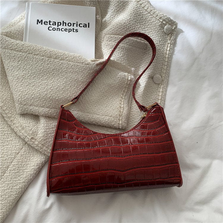 Women's Fan Fashion Embossing Hand Temperament Stone Shoulder Bags