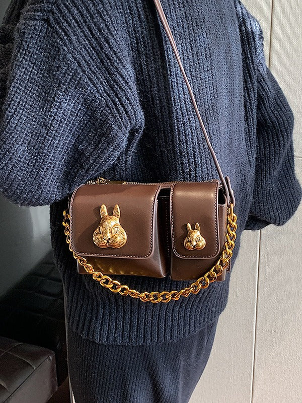 Women's Minority Fashion Haulage Motor Chain Rabbit Crossbody Bags