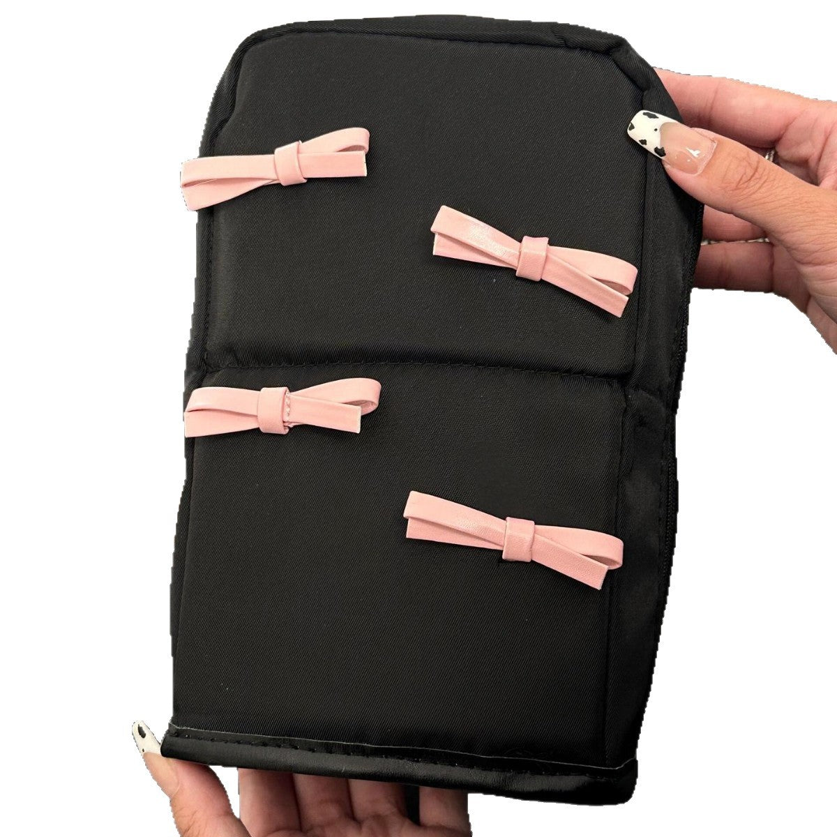 Bow Large Capacity Vertical Partition Layered Wash Skin Care Makeup Bag