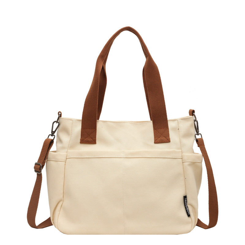 Women's Fashion Simple Solid Color Canvas College Crossbody Bags