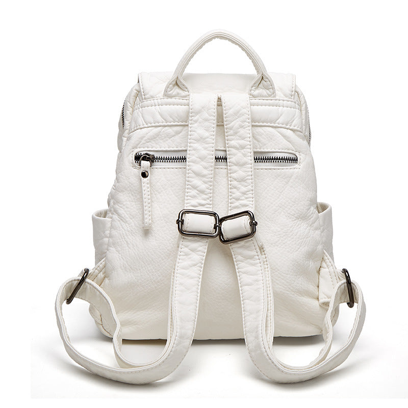 Fashion Soft Leather Female Simple Large Capacity Backpacks