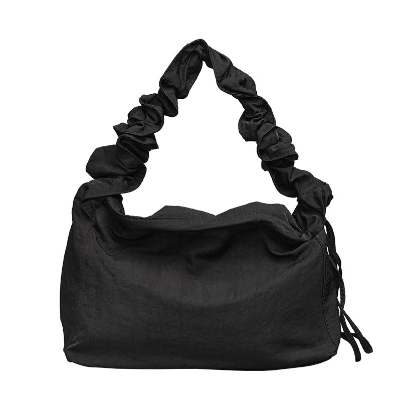 Women's Artistic Nylon Underarm Fashion Pleated Drawstring Crossbody Bags