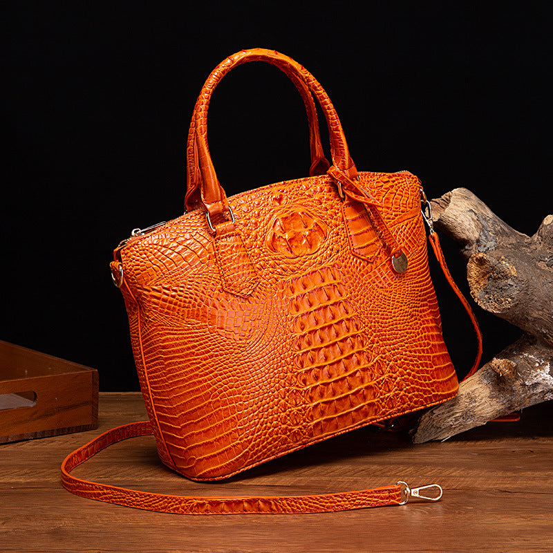 Women's Portable Retro Crocodile Pattern Brahmin Crossbody Bags