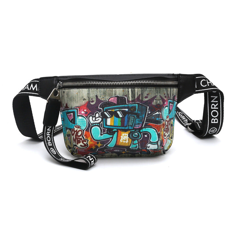 Women's Iti Printed Little Bear Pattern Contrast Crossbody Bags