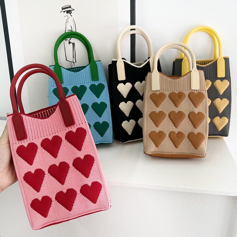 Love Knitted Large Capacity Totes Woolen Handbags