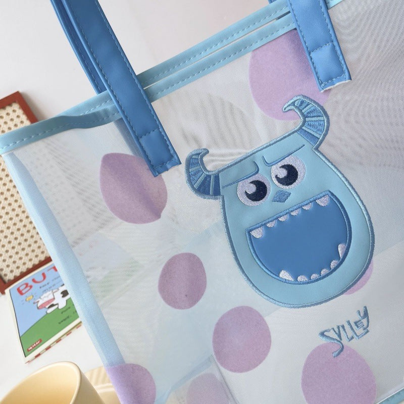 Women's Cartoon Strawberry Bear Mesh Embroidery One Handbags