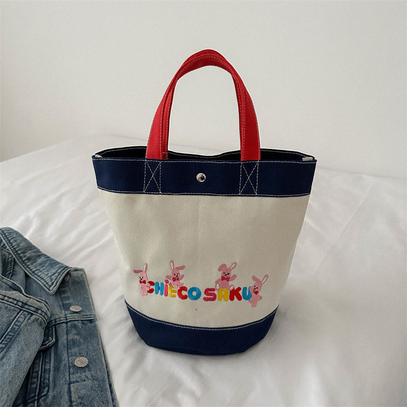 Canvas Printing Cartoon Letters Large Capacity Handbags