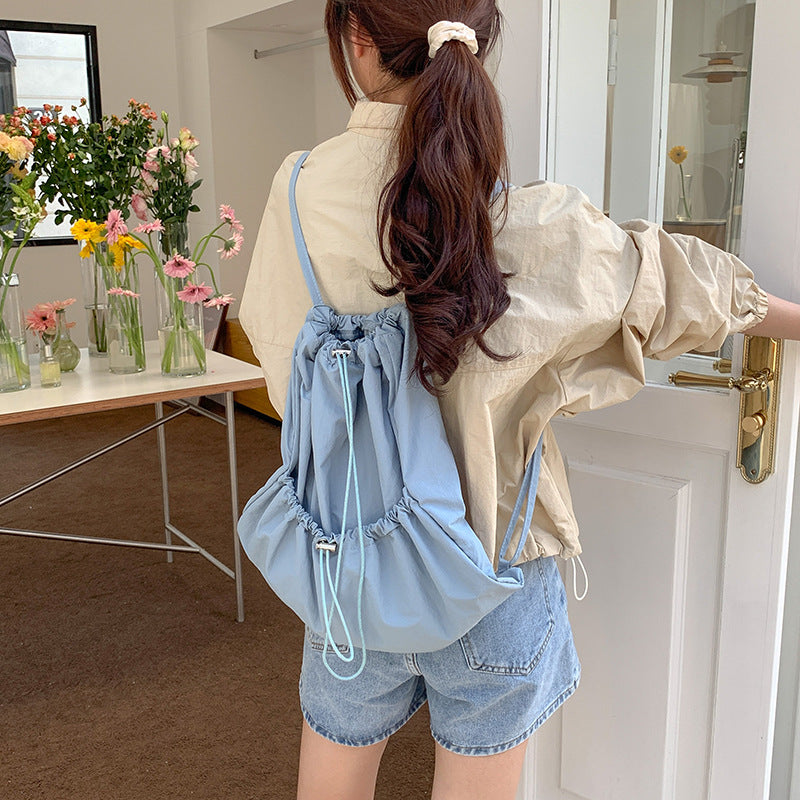 Niche High-grade Large Capacity Pleated Drawstring Backpacks