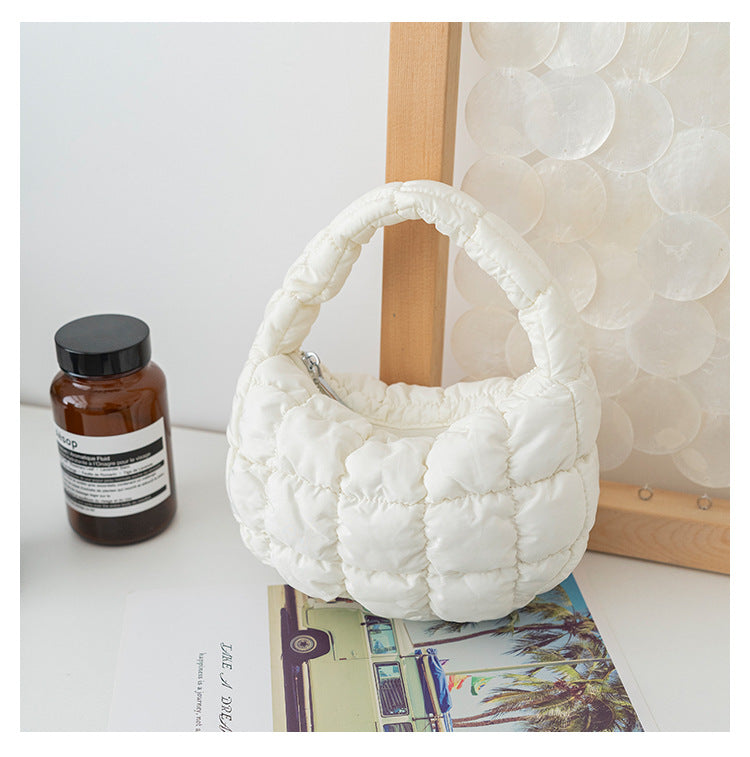 Women's Pleated Cloud Niche Plaid Bubble Down Handbags