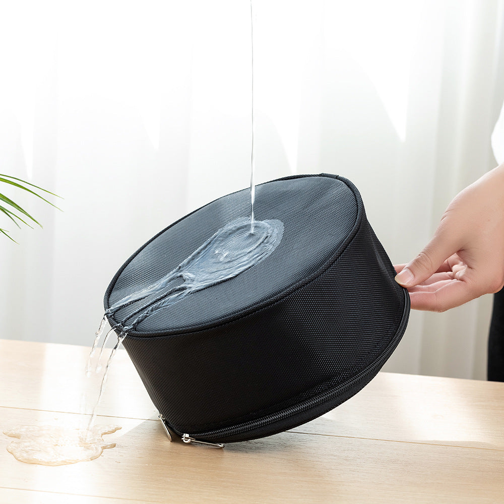 Three-dimensional Black Cylindrical Large Capacity Wash Crown Cosmetic Bags
