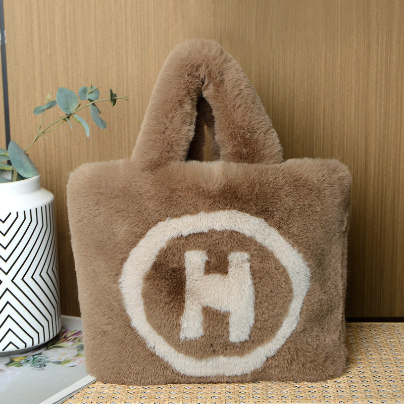 Plush Letter Cute Light Luxury Strap Handbags