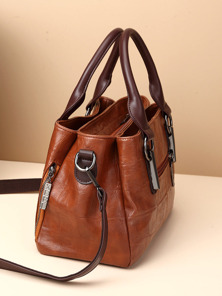 Women's Retro Plaid Contrast Color Portable Large Handbags