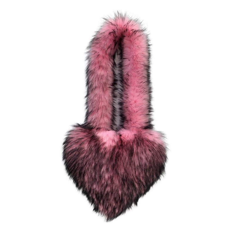 Heart Imitation Raccoon Fur Plush Large Shoulder Bags