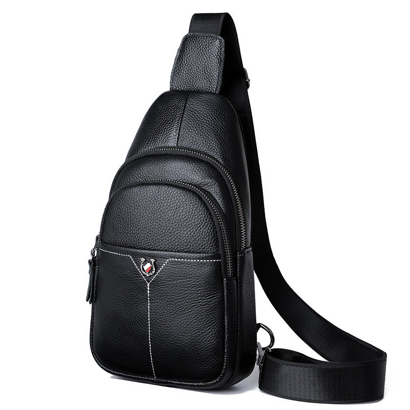 Men's Leather First Layer Cowhide Texture Men's Chest Bags