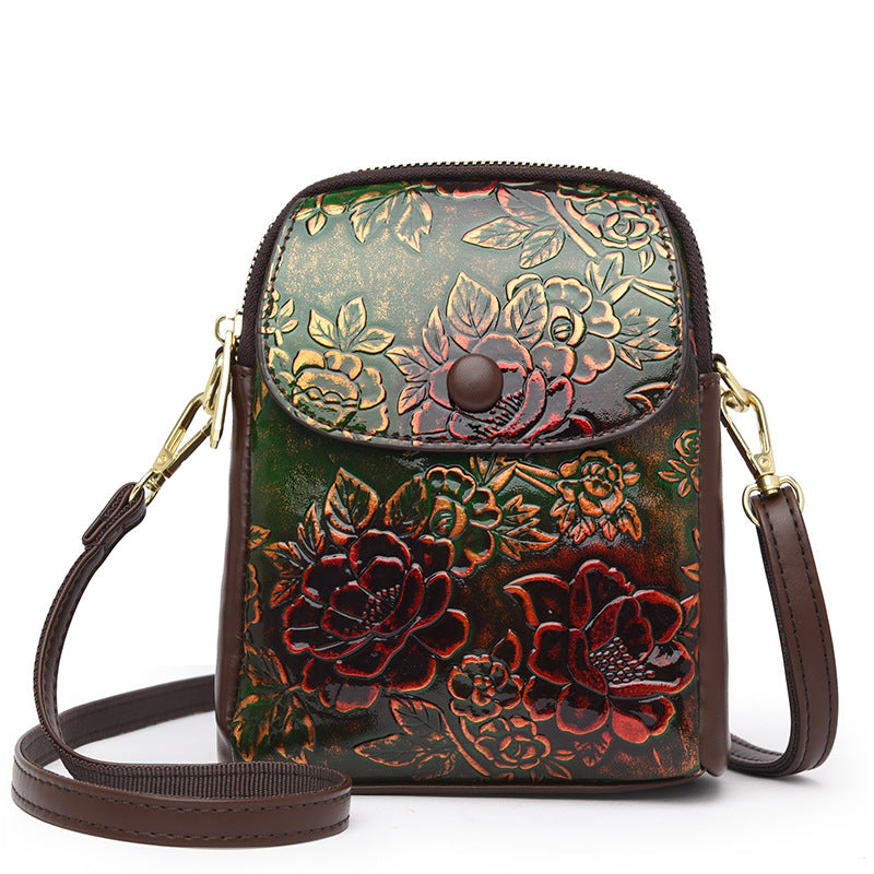 Women's Autumn Fashion Mobile National Style Literary Vertical Phone Bags
