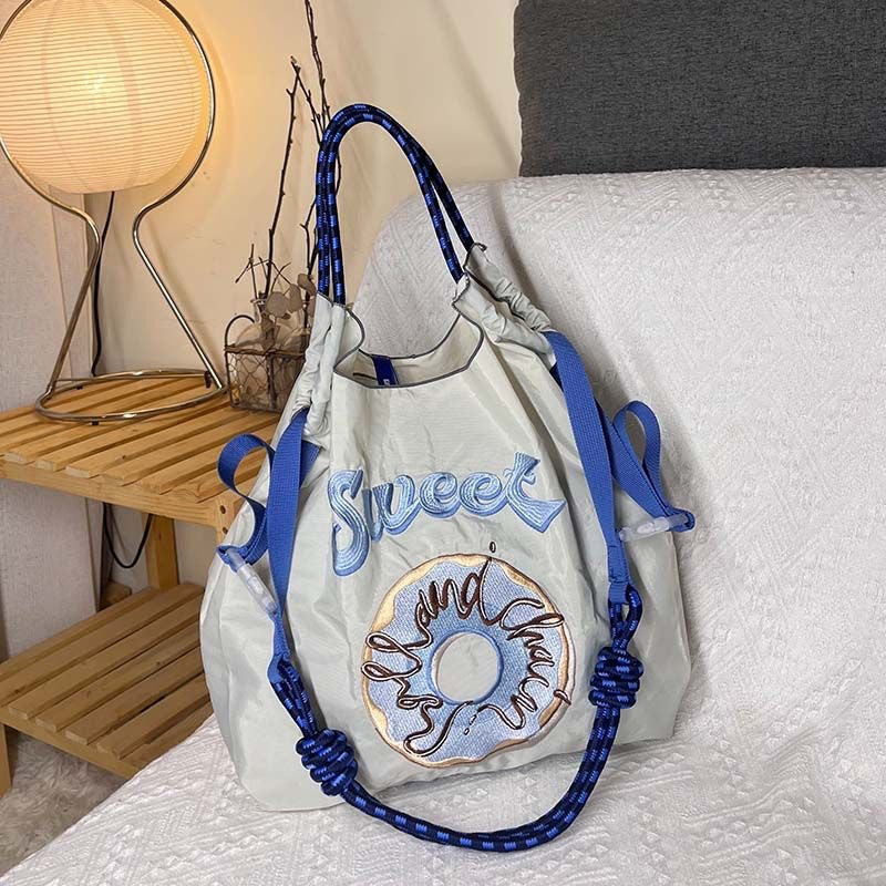 Homemade Shopping Nylon Cloth Embroidery Flower Bags