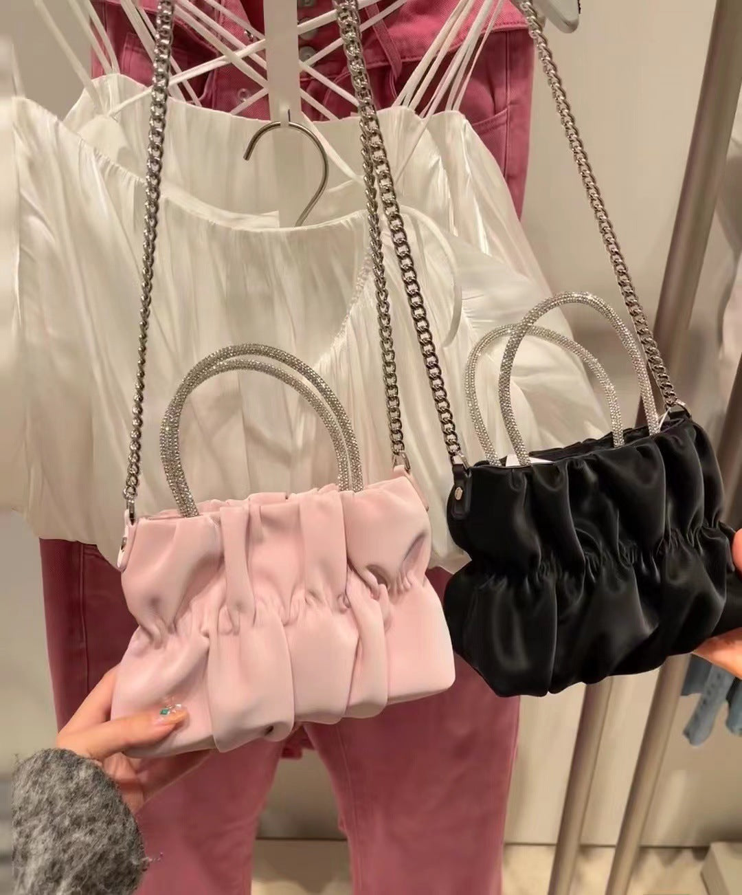 Women's Macaron Fresh Summer Fashion Pleated Cloud Handbags