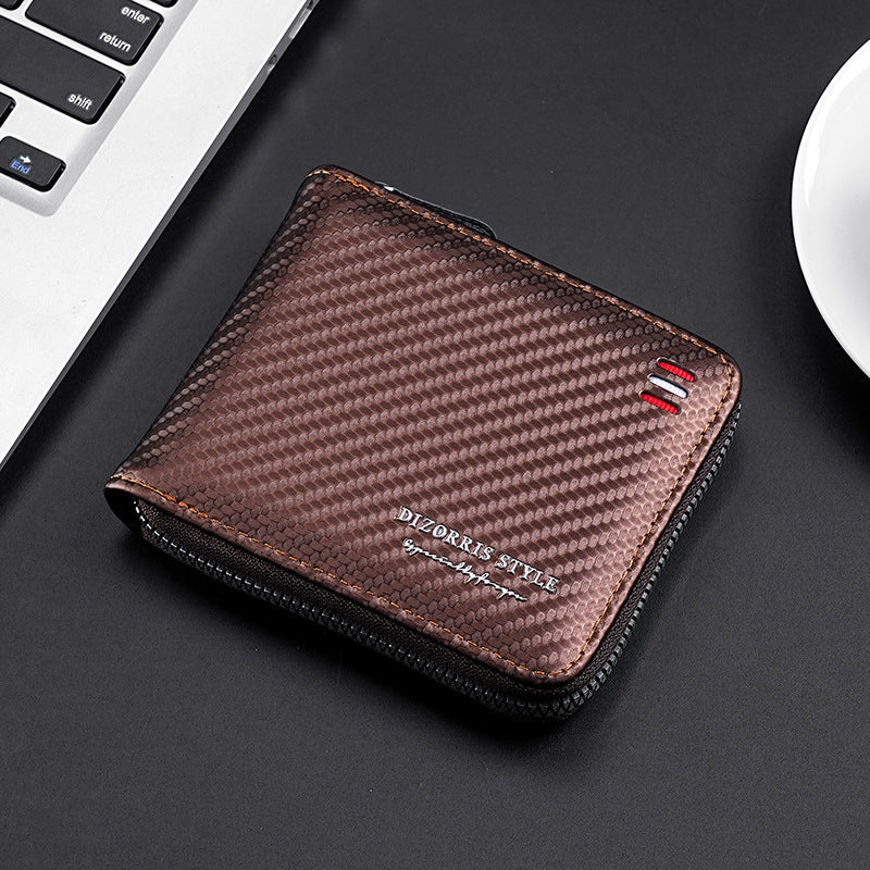 Men's Fashion Carbon Fiber Pattern Special Large Men's Wallet