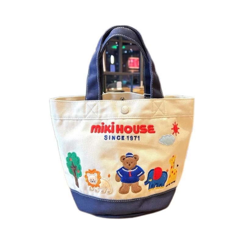 Thick High Quality Canvas Cartoon Letter Lunch Handbags