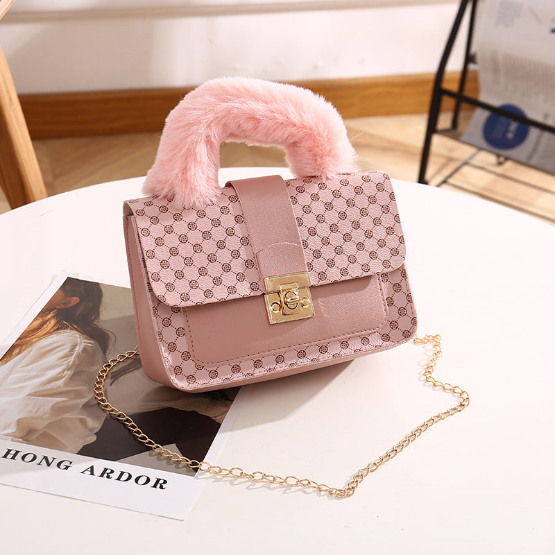 Elegant Versatile Plush Fashion Chain Printed Crossbody Bags