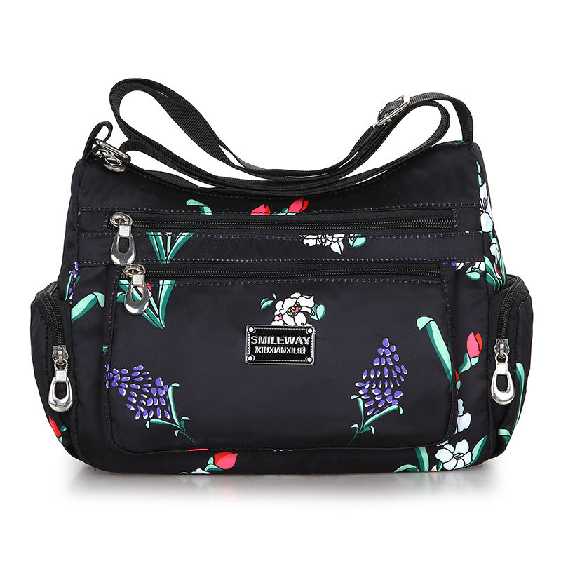 Women's Fashionable Printing Shopping Commuter Waterproof Nylon Shoulder Bags