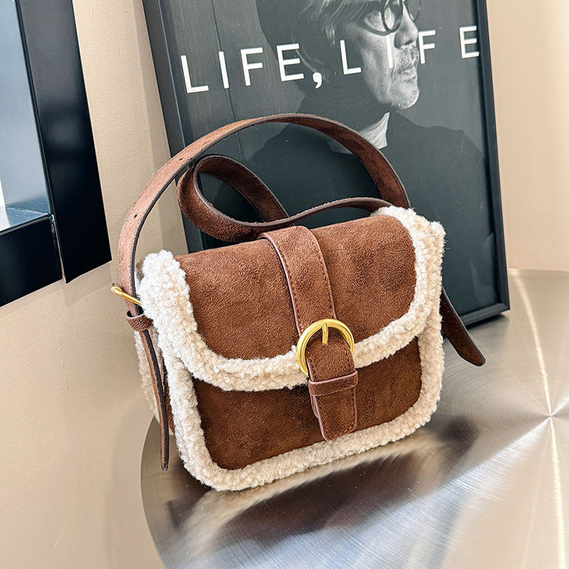 Women's Contrast Color Design One Fashion Lamb Shoulder Bags