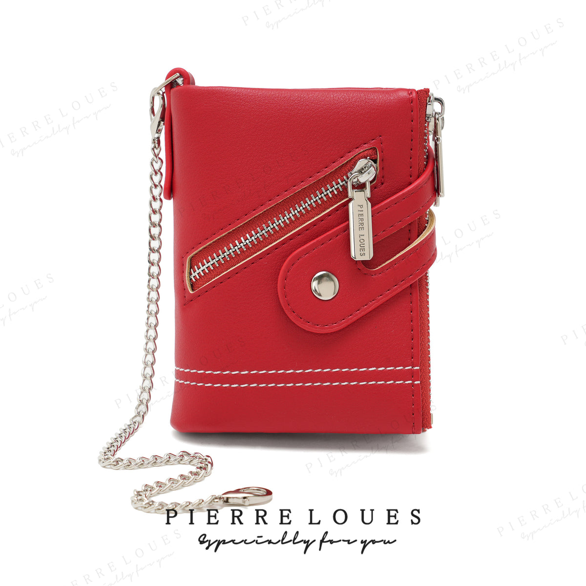 Women's High-grade Multiple Slots Chain Short Double Zipper Purses