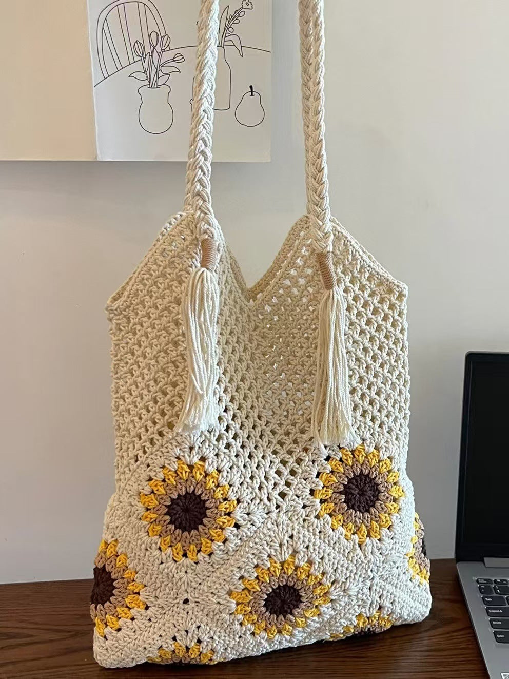 Women's Large Capacity Crocheted Summer Niche Idle Style Seaside Vacation Women's Shoulder Bag