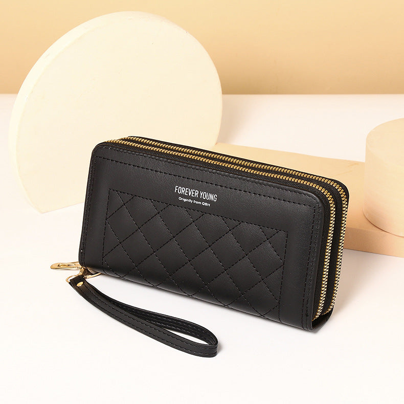 Women's Clutch Korean Mobile Double Zipper Large Ladies Wallets