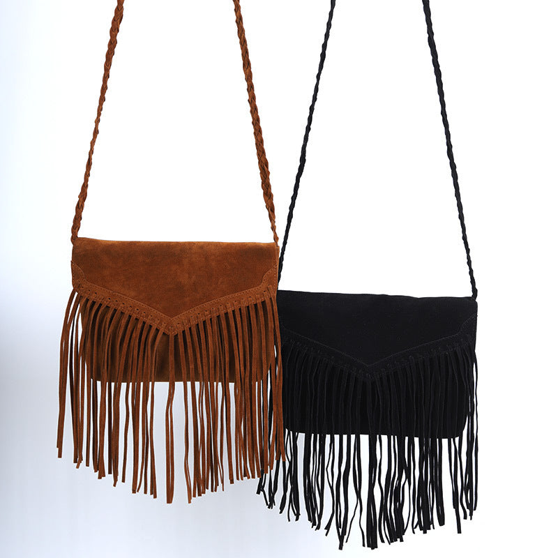 Women's Brushed Veet Trendy Tassel Fashionable Crossbody Bags